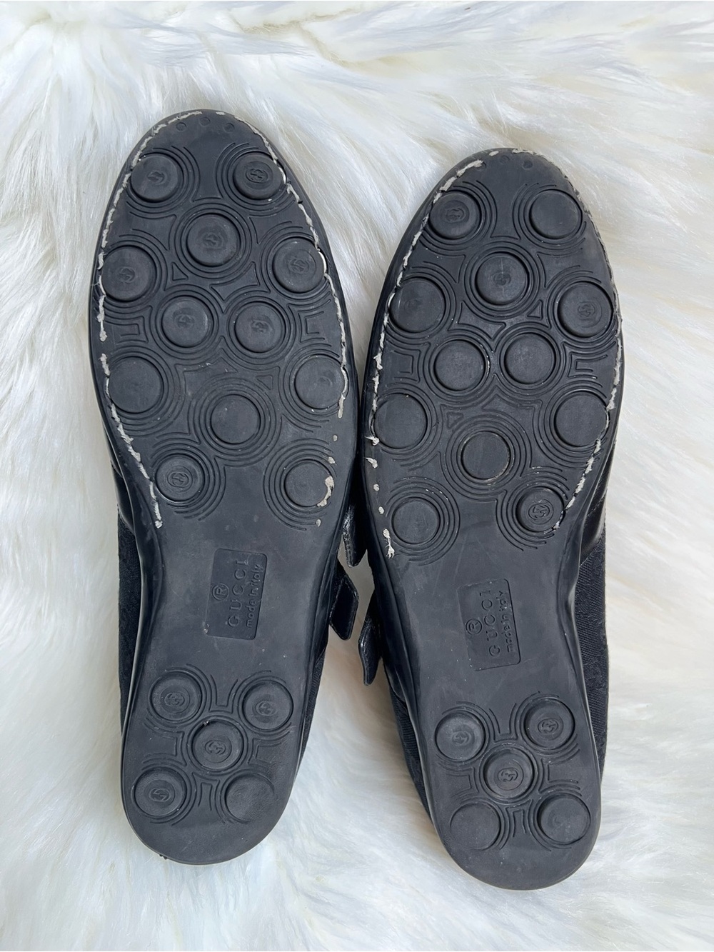 Vintage GUCCI Men's Shoes Sz 9.5 G Black GG Monogram Designer Sneakers Italy - Picture 9 of 17